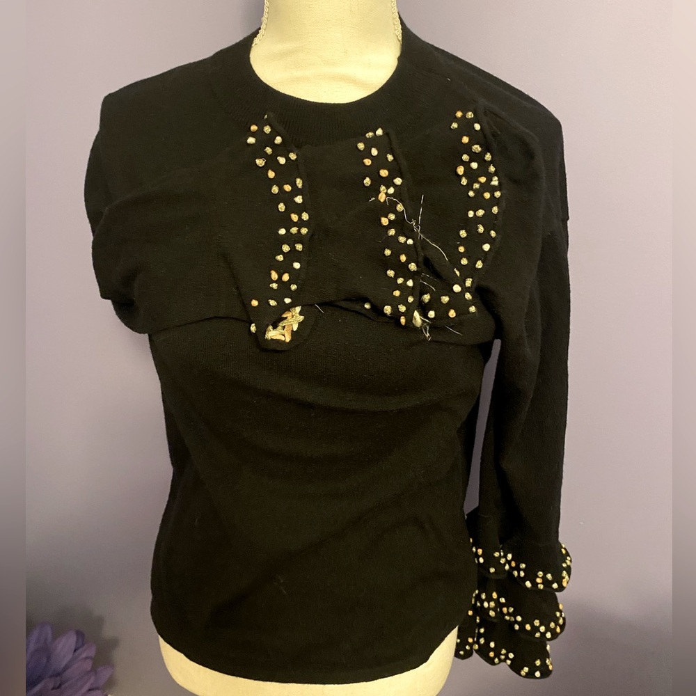 Ladies Long Bell Sleeve THML Sweater Black Size S
